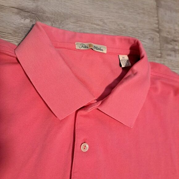 Peter Millar Mens XL Pink Double Mercerized Cotton Polo Short Sleeve Sun Valley - Picture 5 of 12